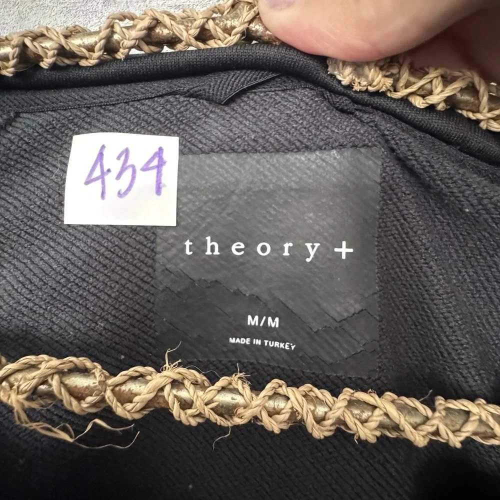 Theory+ Mens Serge Black stretch‎ Crewneck Pullover With Pockets Sz Med